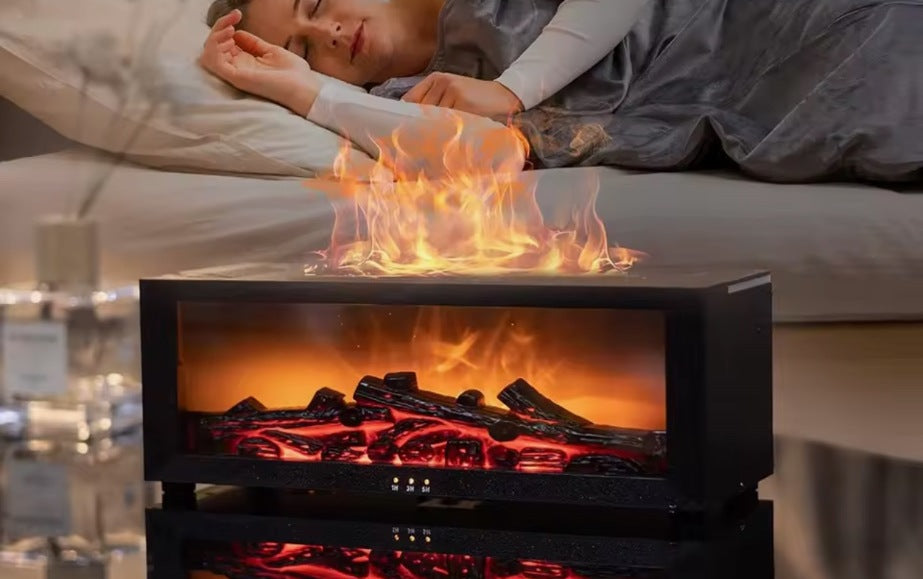 Difusor chimenea Lumbre encendido junto a la cama